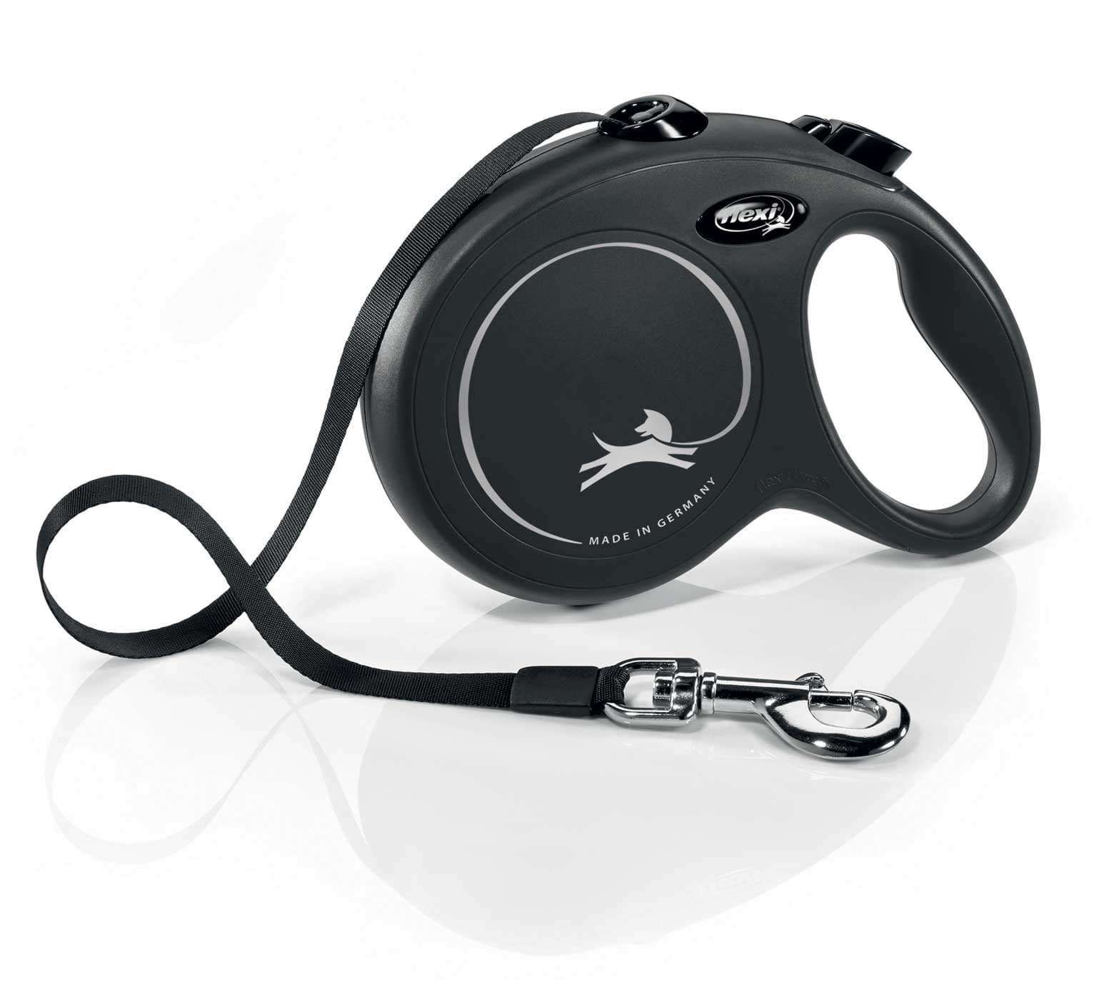 Smycz dla psa Flexi New Classic, taśma, czarna, L, 8m, 50kg