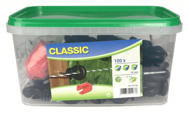 Izolator do plecionek i drutu CLASSIC, 100 szt., z pokrętłem do szybkiego wkręcania, Kerbl