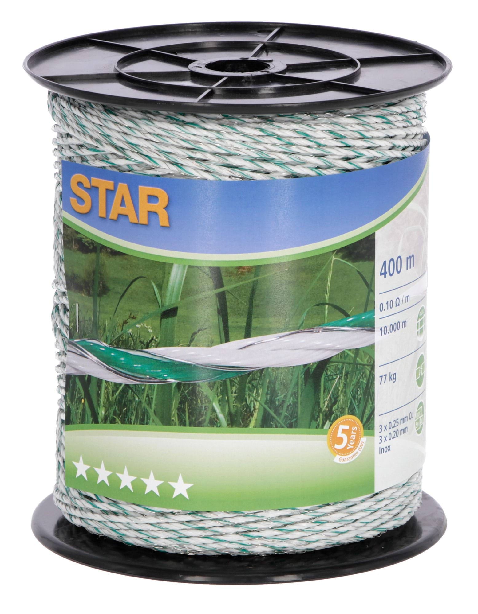 Plecionka ogrodzeniowa STAR, 400 m x 2,2 mm, biało-zielona, Kerbl