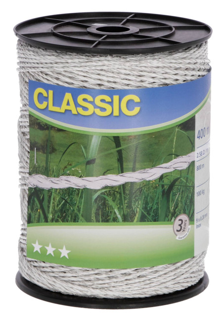 Plecionka ogrodzeniowa CLASSIC, 400 m x 2,5 mm, biała, Kerbl