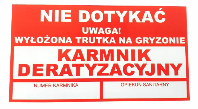 Naklejka ostrzegawcza ,,Karmnik deratyzacyjny'' 110 x 60, Canagri