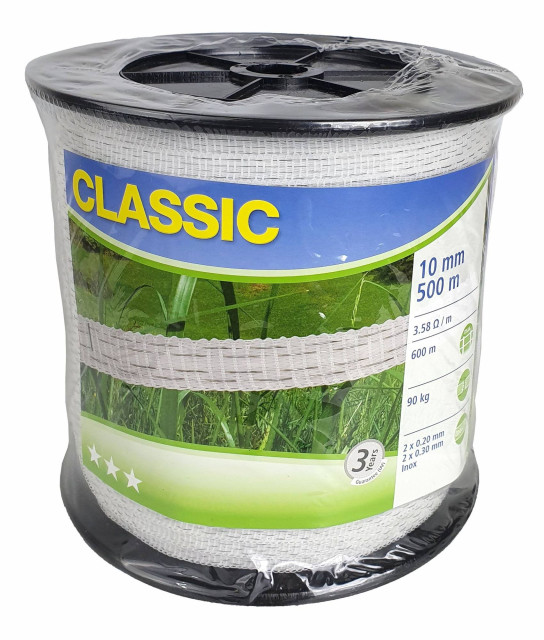 Taśma ogrodzeniowa CLASSIC, 500 m x 10 mm, biała, Kerbl