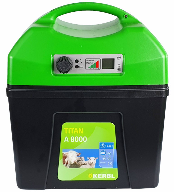 Elektryzator akumulatorowy TITAN A 8000, dla koni, bydła, dzików, owiec i kóz, Kerbl