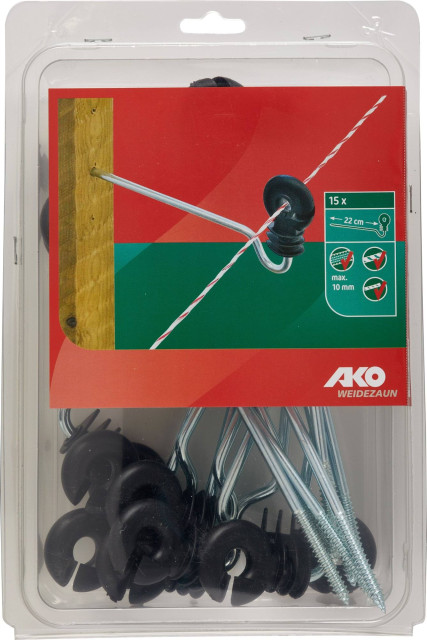 Izolator pierścieniowy z długim trzpieniem, 22 cm, 15 szt, AKO