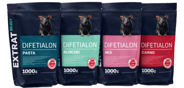 Trutka na myszy i szczury, różne formy, 1 kg, difetialon, Extrat Select