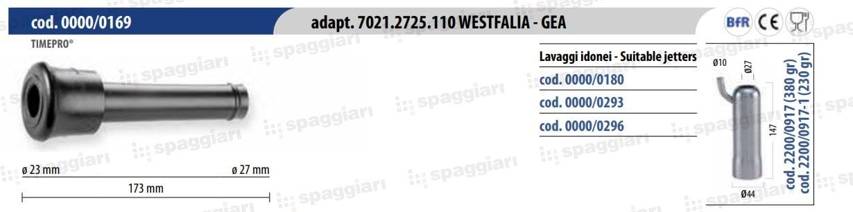 Guma strzykowa typ Westfalia WK1 7021.2725.110, 19 mm, 4szt., Spaggiari