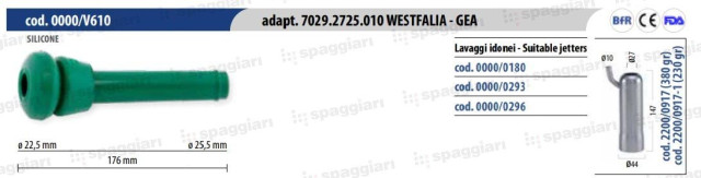 Silikonowa guma strzykowa 7029.2725.010, zielona, 4szt., Spaggiari