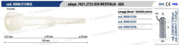 Silikonowa guma strzykowa typ Westfalia, 10 mm, 4 szt., Spaggiari